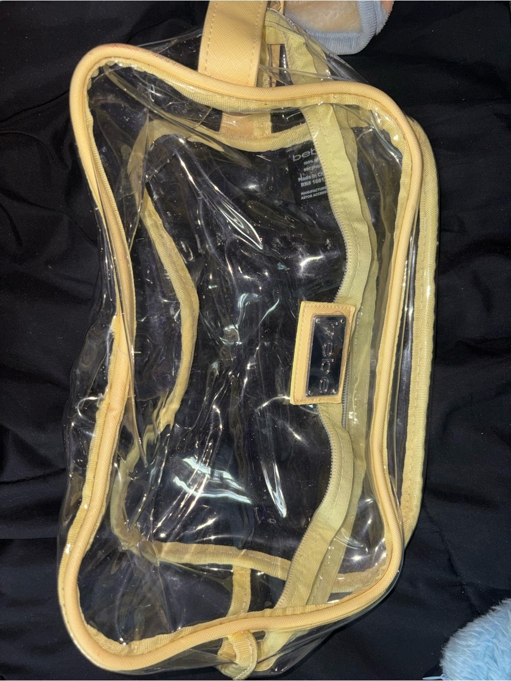 bebe Clear Tote with Pale Yellow Trim